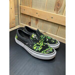 Vans Slip-On Shoes Eyes In The Dark Black Green Mens 9 Womens 10.5